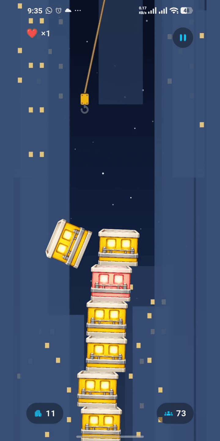 A floor toppling off the top of the tower